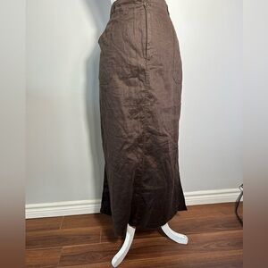 Old Navy 100% Linen Maxi Skirt Size 20 | Chocolate Brown | Side Slit